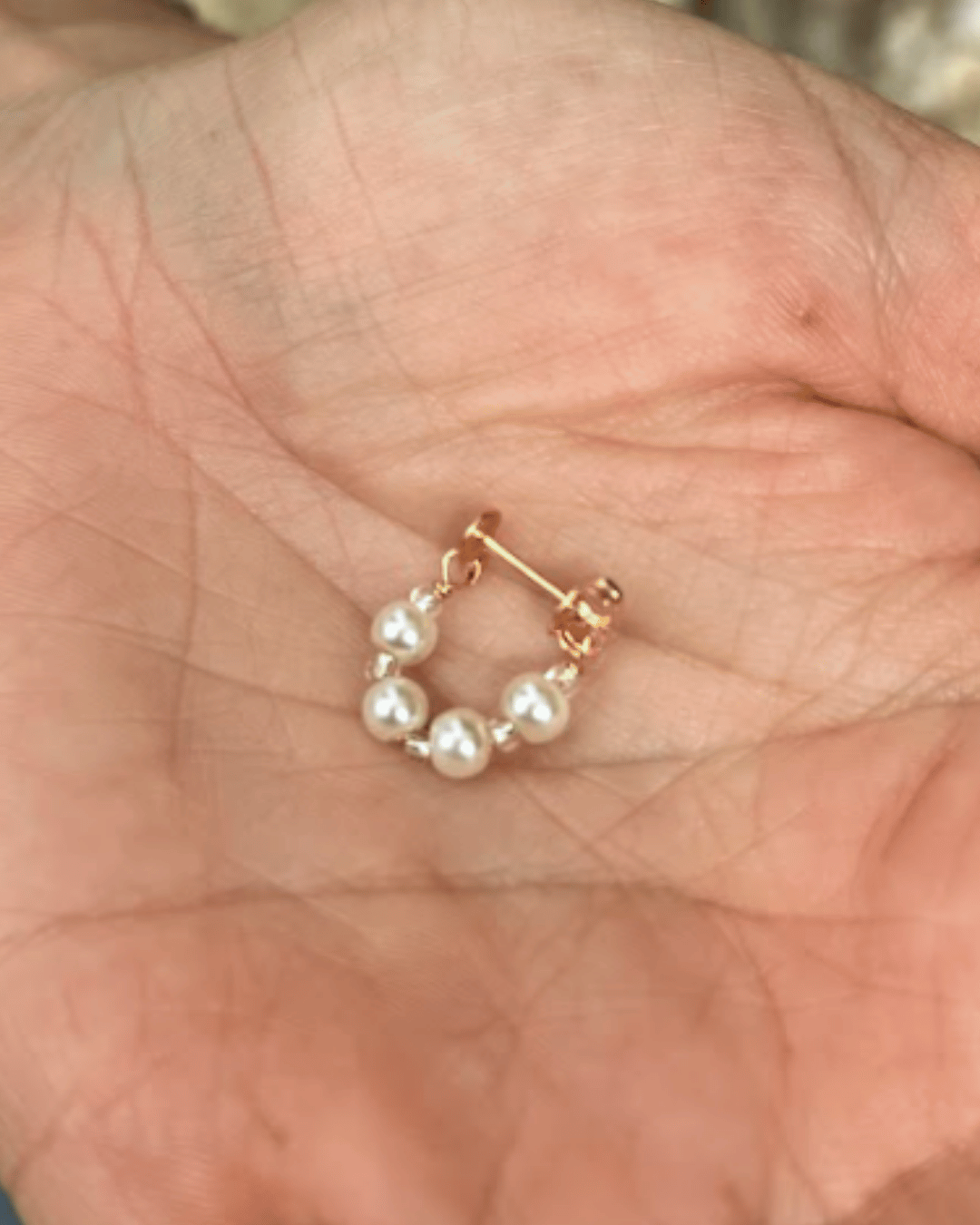 Aretes Baño en Oro y Vidrio Perlado
