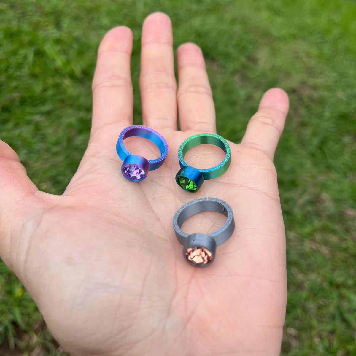 Set x 2 Anillos 3D Cristal
