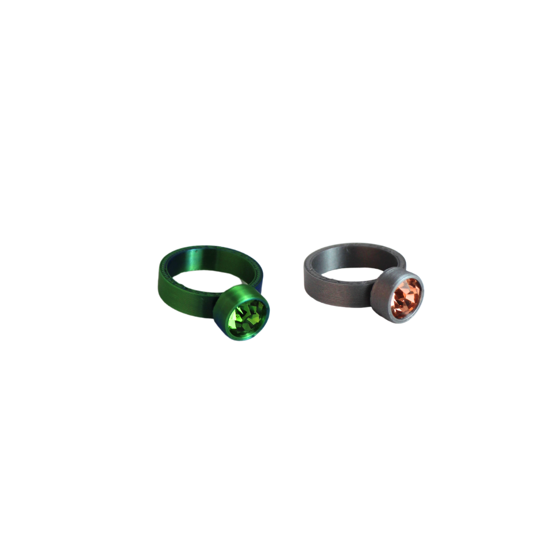 Set x 2 Anillos 3D Cristal