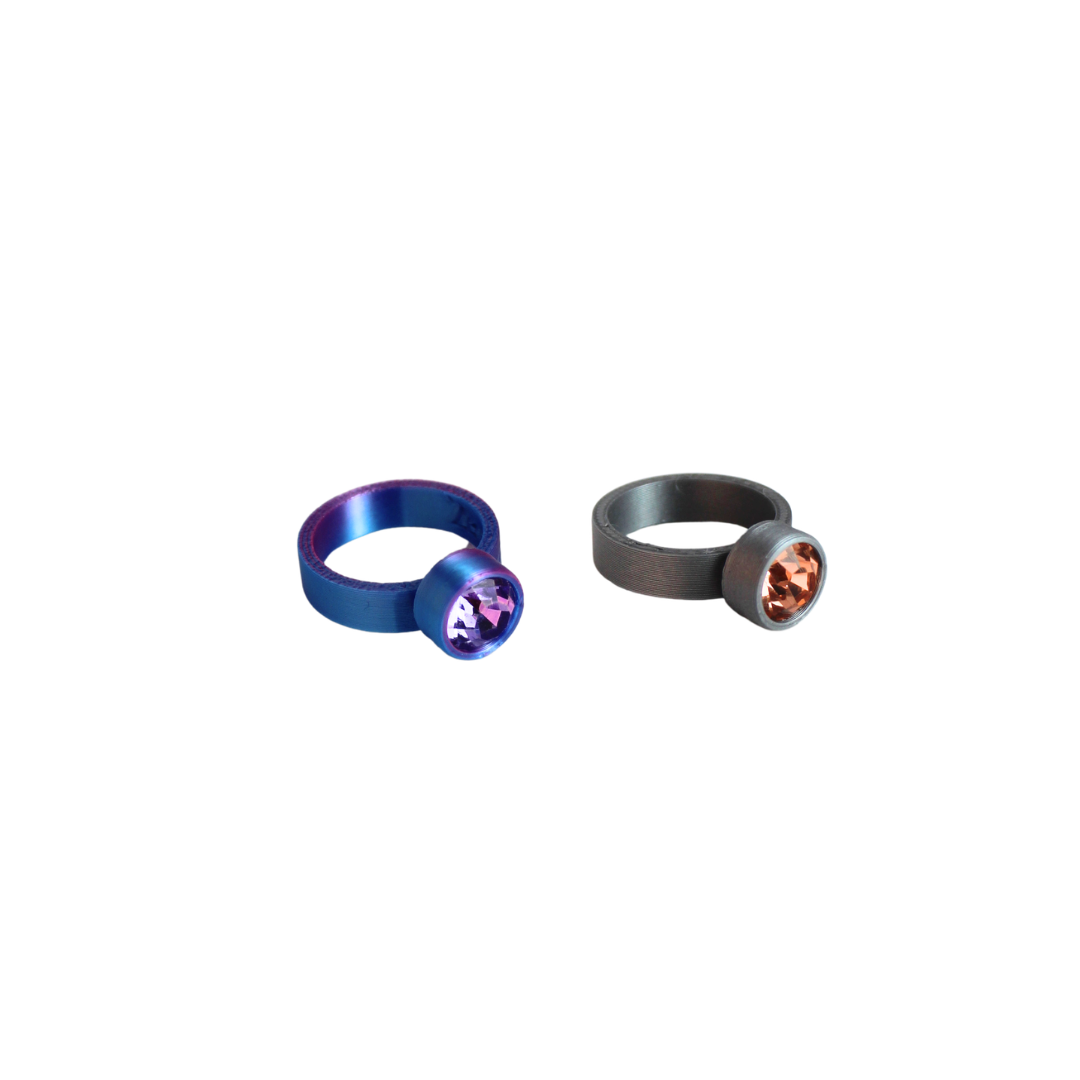 Set x 2 Anillos 3D Cristal