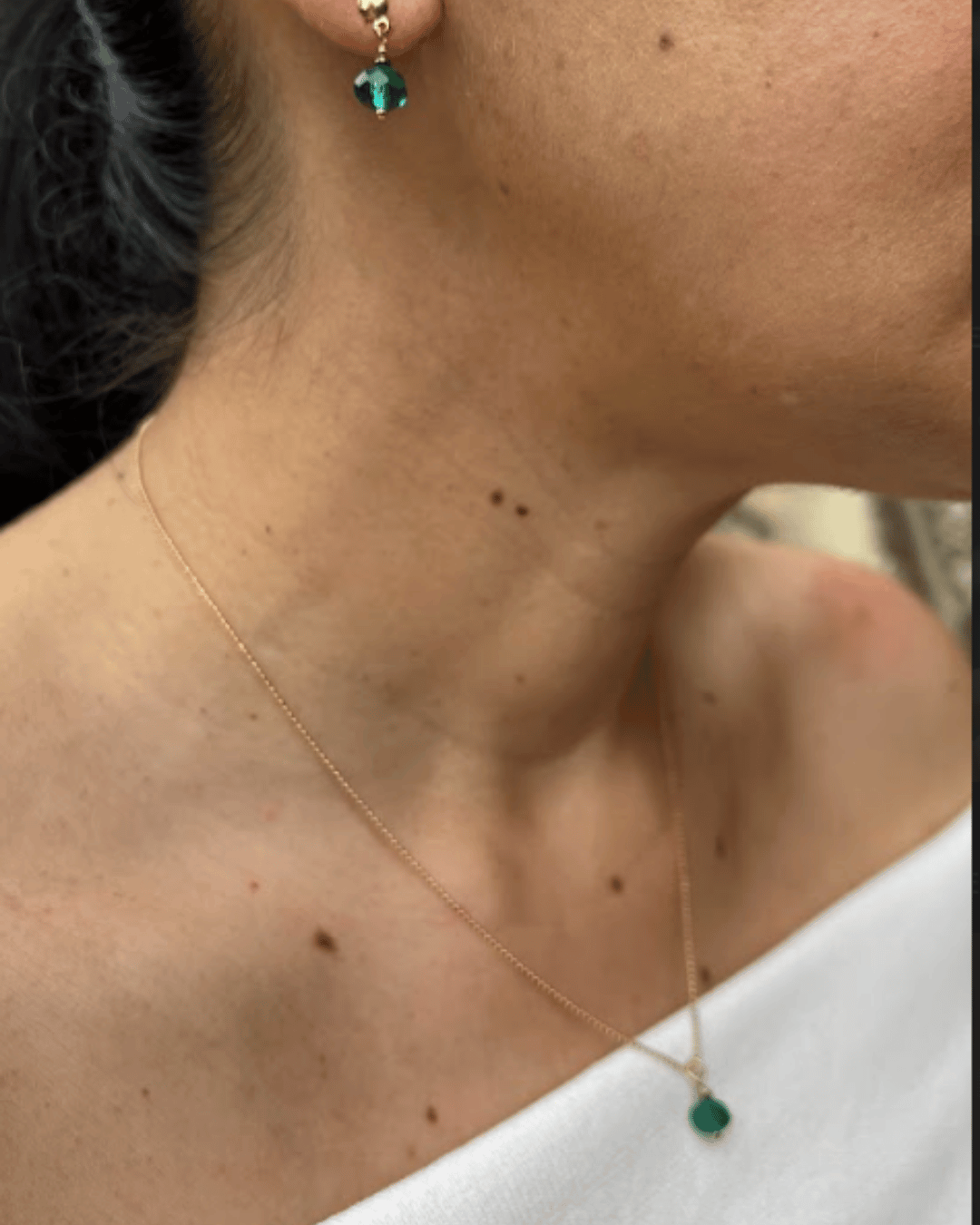 Conjunto de Aretes + Cadena - Baño en Oro 24k