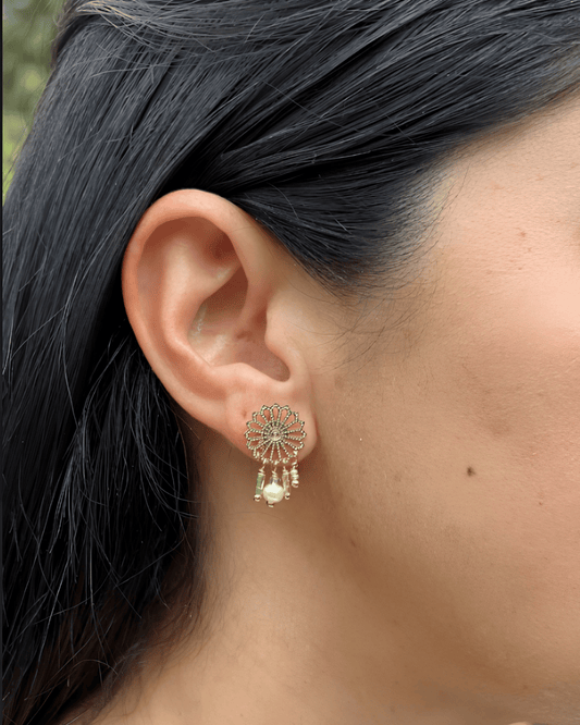Arete Flor Baño en Oro 24k