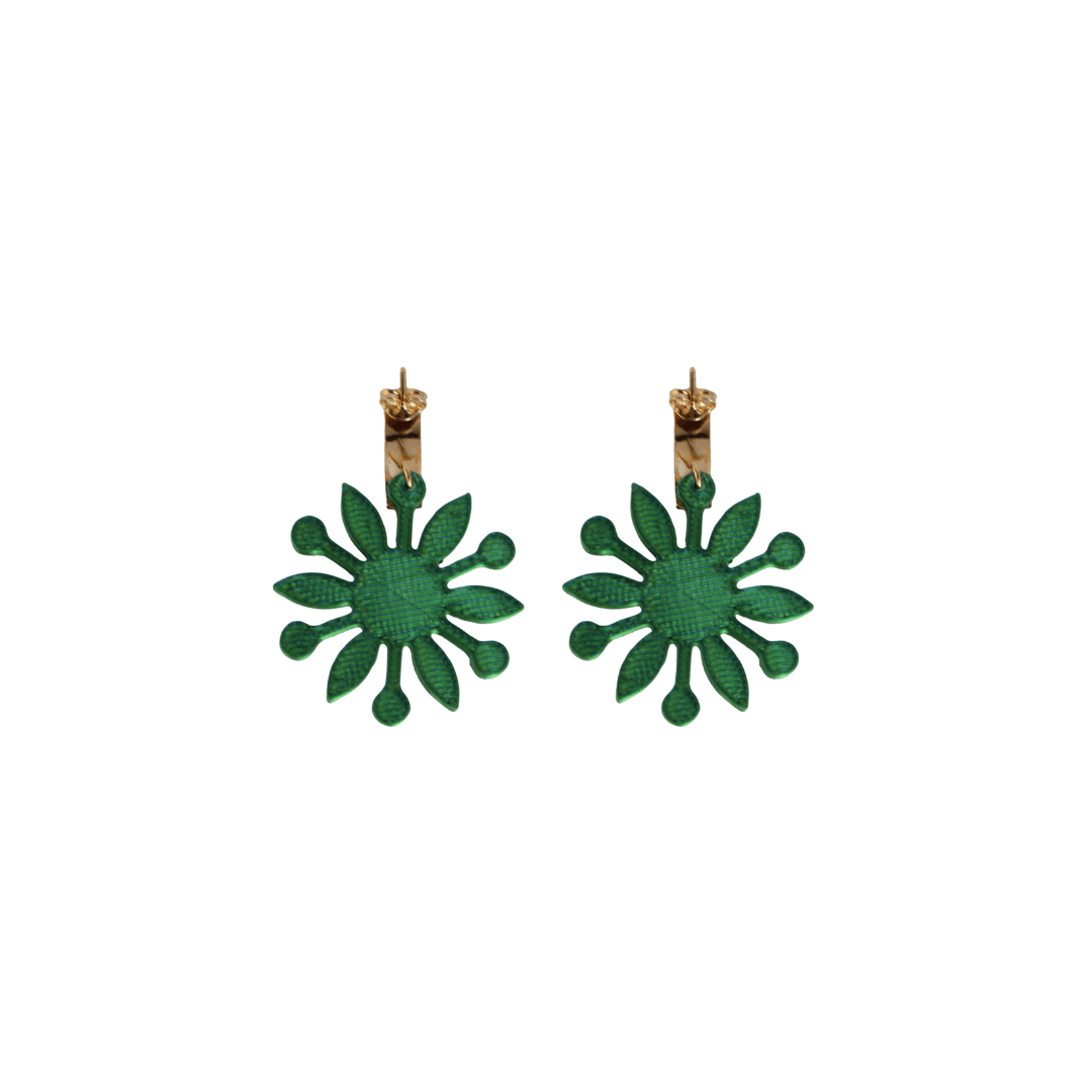 Aretes 3D Flor y Baño de Oro 24k