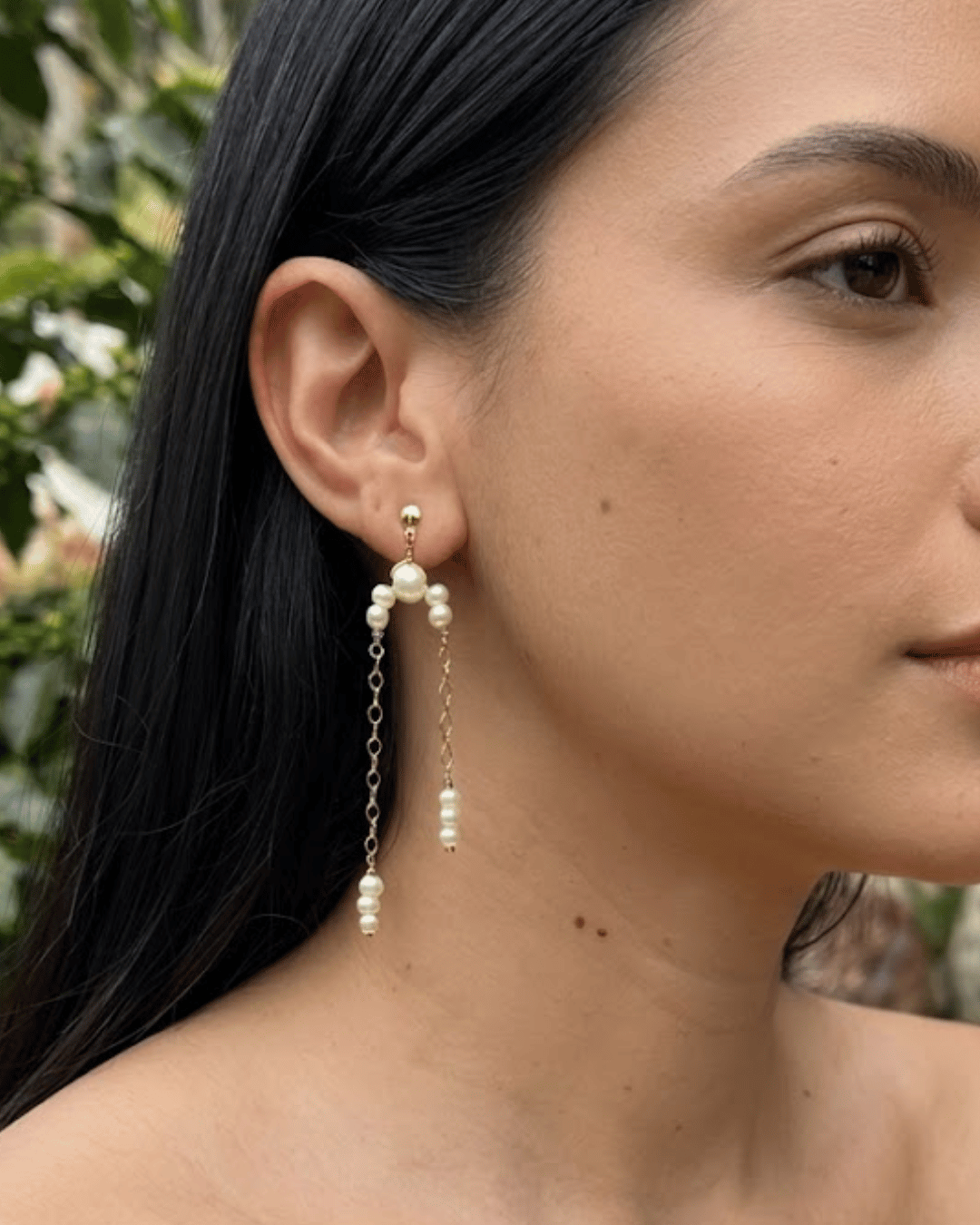 Aretes Con Baño de Oro 24 Kilates y Vidrio Perlado