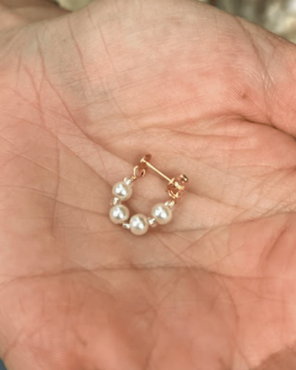 Aretes Baño en Oro y Vidrio Perlado