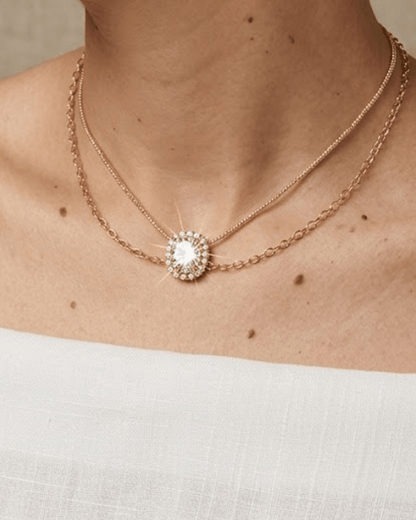 Conjunto de Arete y Collar Tipo Diamante