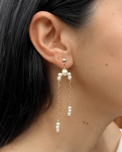 Aretes Con Baño de Oro 24 Kilates y Vidrio Perlado